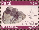 Stamps : America : Peru :  Minerales: Pirargirita