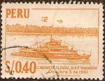 Stamps : America : Peru :  Cañonera Fluvial B.A.P. "Marañón" - Octubre 3 de 1951.