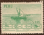 Stamps America - Peru -  Industria Pesquera - Lancha Bolichera - Especies Industriales