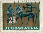 Sellos de Europa - Yugoslavia -  hombre, caballo y pajaro