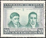 Stamps Chile -  SESQUICENTENARIO DEL PRIMER GOBIERNO NACIONAL - M. DE SALAS - JUAN EGAÑA. 