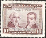 Stamps Chile -  SESQUICENTENARIO DEL PRIMER GOBIERNO NACIONAL - MATEO DE TORO Y ZAMBRANO - MARTINES DE ROZAS.