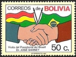 Stamps Bolivia -  VISITA DEL PRESIDENTE DE BRASIL DR: JOSE SARNEY