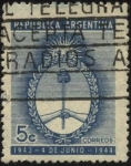 Stamps America - Argentina -  Escudo Nacional Argentino. Conmemorativo del primer aniversario del movimiento del 4 de junio de 194