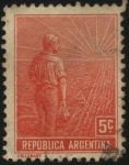 Stamps Asia - Argentina -  El labrador surcando la tierra con arado de mano.