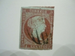 Stamps Europe - Spain -  ISABEL II (PAPEL AZULADO CON FIRIGRANAS LAZOS)