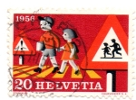 Stamps : Europe : Switzerland :  -1956-SEGURIDAD en RUTAS