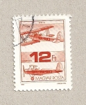 Stamps Hungary -  Biplano