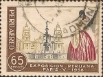Stamps Peru -  Exposición Peruana en Paris - Tapada Limeña en Plaza Mayor de Lima.