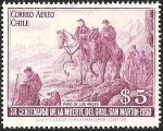 Stamps Chile -  1° CENTENARIO DE LA MUERTE DEL GENERAL SAN MARTIN - PASO DE LOS ANDES