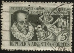 Stamps Argentina -  400 años del nacimiento de Don Miguel De Cervantes de Saavedra. Don Quijote de la Mancha y Sancho Pa