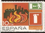 Stamps : Europe : Spain :  Prevención de accidentes laborales. Peligro de fuego en talleres y fábricas