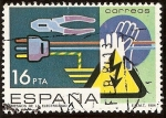 Stamps : Europe : Spain :  Prevención de accidentes laborales. Riesgo de descargas eléctricas