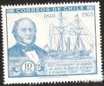 Stamps Chile -  125° ANIVERSARIO DE LEGADA AL PAIS DE BARCOS A VAPOR Y A RUEDAS. 