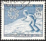 Stamps Chile -  CAMPEONATO MUNDIAL DE SKI  CHILE 1966