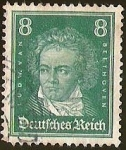 Stamps Germany -  DEUTSCHES REICH - LUDWING VAN BEETHOVEN - COMPOSITOR. (1770 - 1827)