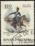 Stamps Argentina -  Día del Ejército. Militares granaderos a caballo en el año 1812. 