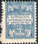 Sellos de Europa - Espa�a -  España Barcelona 1929 Edifil 1 Sello Vistas de la Expo y escudo de la ciudad con nº control al dorso