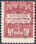 Stamps Spain -  España Barcelona 1929 Edifil 2 Sello Vistas de la Expo y escudo de la ciudad con nº control al dorso