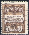 Sellos de Europa - Espa�a -  España Barcelona 1929 Edifil 3 Sello Vistas de la Expo y escudo de la ciudad con nº control al dorso