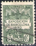Stamps Spain -  España Barcelona 1929 Edifil 4 Sello Vistas de la Expo y escudo de la ciudad con nº control al dorso