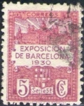 Stamps Spain -  España Barcelona 1929 Edifil 5 Sello Vistas de la Expo y escudo de la ciudad con nº control al dorso