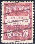 Stamps Spain -  España Barcelona 1929 Edifil 5 Sello Vistas de la Expo y escudo de la ciudad con nº control al dorso
