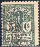 Stamps Spain -  España Barcelona 1932-5 Edifil 9 Sello Escudo de la Ciudad con nº control al dorso Usado 