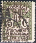 Stamps Spain -  España Barcelona 1932-5 Edifil 12 Sello Escudo de la Ciudad con nº control al dorso Usado 