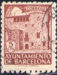 Stamps Spain -  España Barcelona 1943 Edifil 42 Sello Arquitectura Casa Padellás c/nº control al dorso usado Espana 