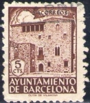 Stamps Spain -  España Barcelona 1943 Edifil 45 Sello Casa Padellas con nº control al dorso Usado 
