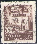 Stamps Spain -  España Barcelona 1945 Edifil 66 Sello Casa del Arcediano con nº control al dorso Usado 