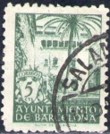 Stamps Spain -  España Barcelona 1945 Edifil 67 Sello Casa del Arcediano con nº control al dorso Usado 