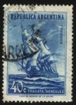 Stamps America - Argentina -  Fragata Hércules. Nave insignia de las Provincias Unidas del Río de la Plata. En  1814 el almirante 