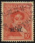 Stamps America - Argentina -  Bernardino Rivadavia, primer presidente de la Argentina. Sobreimpreso M.M. Ministerio de Marina . 