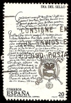 Stamps : Europe : Spain :  Día del Sello. Primer Convenio Internacional y escudo del Primer Conde de Millamediana