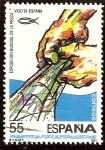 Stamps : Europe : Spain :  Exposición Mundial de la Pesca. Manos recogiendo una red y logotipop