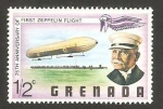 Sellos del Mundo : America : Granada : 75 anivº del primer vuelo en zeppelin, comandante von zeppelin