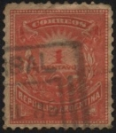 Stamps America - Argentina -  Corno postal, olivo, sol naciente y gorro frigio.