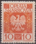 Stamps Poland -  Polonia Oplata Ksarbowa 1960 Sello Aguila Polaca 10Gr Usado Polska Poland Polen Pologne