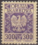 Sellos de Europa - Polonia -  Polonia Oplata Ksarbowa 1989 Sello Nuevo Aguila Polaca 300Zt Polska Poland Polen Pologne 