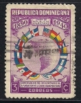 Stamps America - Dominican Republic -  Mapa de las Américas y las banderas de las 21 Repúblicas Americanas.
