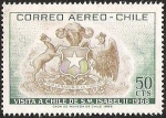 Stamps : America : Chile :  VISITA A CHILE DE S.M ISABEL II - ESCUDO DE CHILE