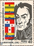 Stamps Peru -  Sesquicentenario de la Muerte del Libertador, 1830-1980.