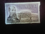 Stamps : America : Colombia :  Aquileo Parra (1825-1900)Presidente - Puente Ferroviario sobre el río Magdalena-Terminación del Ferr