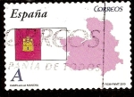 Stamps Spain -  Bandera y mapa de Castilla-La Mancha