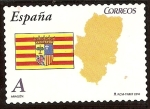 Stamps Spain -  Bandera y mapa de Aragón