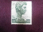 Stamps Italy -  Cabeza de la Escultura de San Jorge - Donatelo