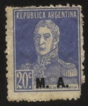 Stamps America - Argentina -  Libertador General San Martín. Sobreimpreso M. A. Ministerio de Agricultura.