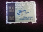Stamps Costa Rica -  LACSa (Líneas aéreas costarricenses s.a) 20 Aniversario 1944-1966)
